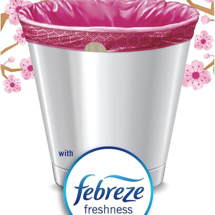 Small Trash Bags 4 Gallon, Febreze Cherry Blossom Garbage Bags, Odor Resistant with Drawstring, 34 Count