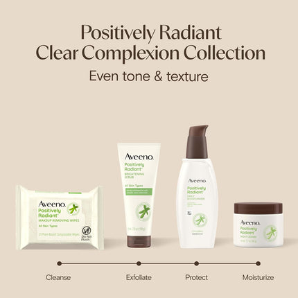 Aveeno Positively Radiant Skin Brightening Exfoliating Daily Face Wash Scrub, Gentle with Moisture-Rich Soy Extract, Helps Improve Skin Tone & Texture, Oil- & Soap-Free, Hypoallergenic, 5 Oz​