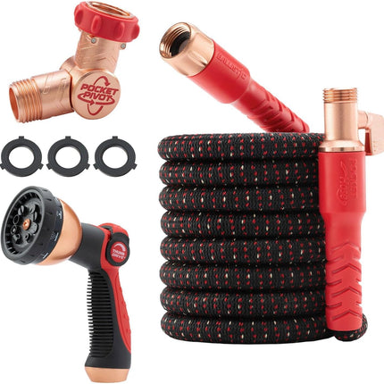 Ballistic 50 FT Expandable Garden Hose W/Pocket Pivot Swivel Connector, Anti-Burst Sleeve Reinforced with Bulletproof Fiber, Lightweight, No-Kink, Compact, Uv-Protected, as SEEN on TV