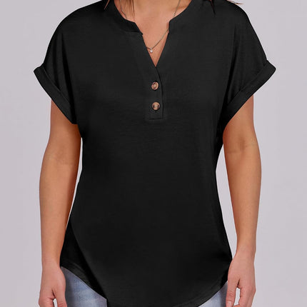 Womens Short Sleeve Henley Tops V Neck Dressy Casual Blouses Summer Trendy Tee Shirts 2026 Vacation Fashion Clothes