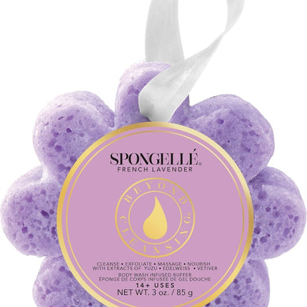 French Lavender Wild Flower Bath Sponge | Built-In Body Wash & Body Scrubber, Shower Loofah Sponge for Women | 14+ Uses