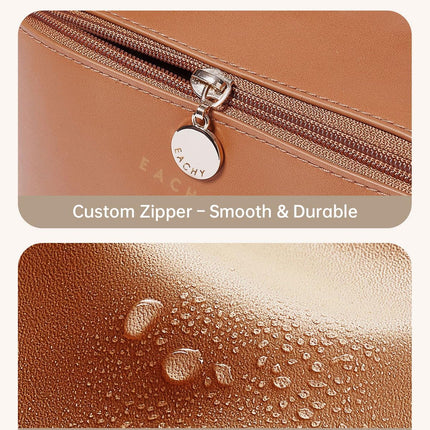 Travel Makeup Bag, Large Capacity Cosmetic Bag for Women, Waterproof PU Leather, Flat Open Portable Toiletry Bag for Skincare, Brushes & Travel Essentials