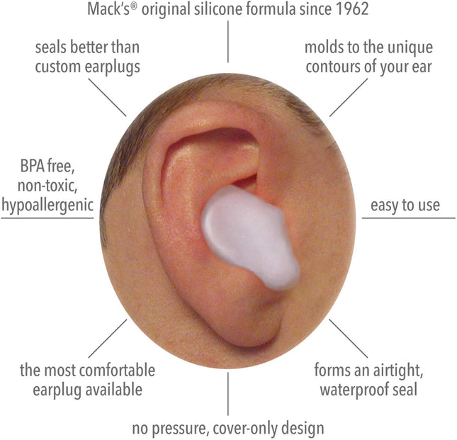 Pillow Soft Silicone Earplugs, 12 Pair – the Original Moldable Silicone Putty Ear Plugs for Sleeping, Snoring, Swimming, Travel, Concerts and Studying | Made in USA