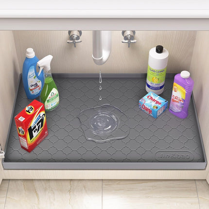 Waterproof under Sink Mat 34" X 22", Thick Silicone Mat Cabinet Protector for Kitchen and Bathroom, Shelf Liner, Home Organizer and Storage, Multipurpose Tray for Gadgets and Essentials