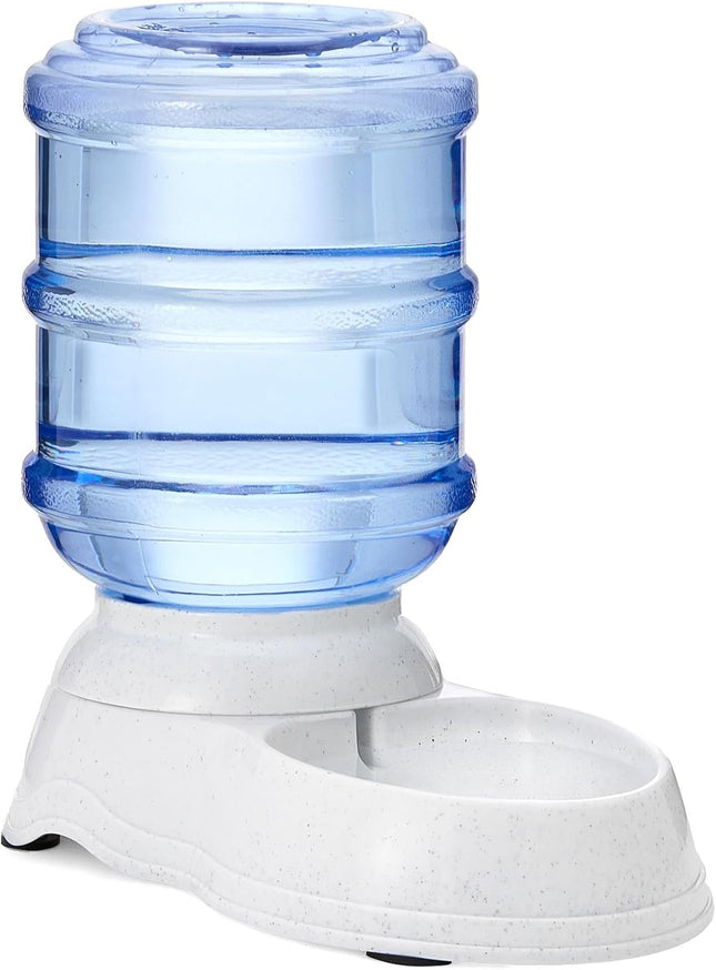Automatic Pet Water Dispenser and Gravity Food Feeder Set for Cat and Dog, Easy to Clean, 6-Pound Food Capacity, 1-Gallon, Small, Gray, Pack of 2