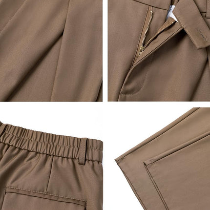 Men'S Baggy Wide Leg Pants Zipper Fly Pleated Trousers Casual Dress Pants with Pocket