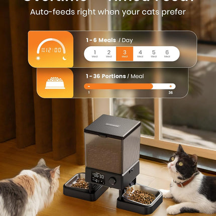 Automatic Cat Feeder for 2 Cats, 20 Cups/5L Automatic Cat Food Dispenser for Small Pets Indoor, Timed Cat Feeder for Dry Food