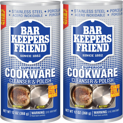 Cookware Cleanser & Polish (2 X 12 Oz) Stainless Steel Cleaner & Degreaser for Pots, Pans, Bakeware & Grills - Removes Sticky Residue, Rust Stains & Lime Deposits