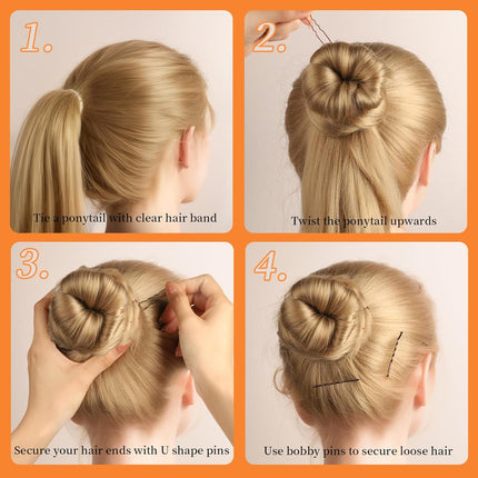 300Pcs Bobby Pins Hair Pins Kit, 100 Hair Pin for Women 100 Bobby Pins Brown and 100 Hair Bands, Hair Pins for Buns 2Inch 2.36Inch 2.75Inch