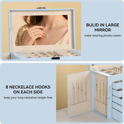 6-Layer Jewelry Box for Women,Large Jewelry Organizer with Drawer