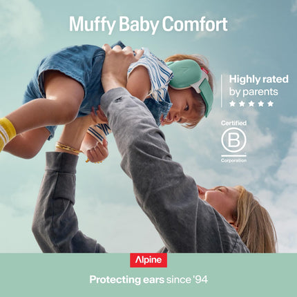 Alpine Muffy Baby Comfort - Protects Hearing for Babies and Toddlers - CE & ANSI Certified - Headband for Safe Fit & Comfort - Adjustable for Ages 3-48 Months - 24Db Sound Reduction, Green