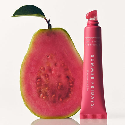 Lip Butter Balm - Moisturizing Lip Gloss for Instant Shine + Sheer Color - with Nourishing Shea Butter - Everyday Makeup + Skin Care Summer Essentials - Vegan - Pink Guava (.5 Oz)