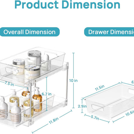 4 Pack Bathroom under Sink Organizers Organizer, 2 Tier Clear Pull-Out Organization (S-Standard)