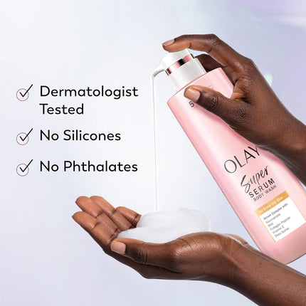 Super Serum Body Wash for Extra Dry Skin, 24Hr Long Lasting Rich Hydration, 5+ Ingredient Complex for Bright, Even, Firm, & Luminous Skin, with Collagen Peptide, Vitamin C & Shea Butter, 20 Fl Oz