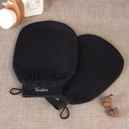 Exfoliating Gloves 2 Pcs, Korean Exfoliating Mitt, Body Scrub for Dead Skin Remover, Exfoliating Body Scrubber for Bath Shower, Body Exfoliator Scrubber, Moroccan Exfoliate Glove, Women Men (Black)