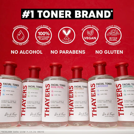 THAYERS Alcohol-Free Rose Petal Witch Hazel Facial Toner for Glowing Skin, Soothing, Hydrating, Refreshing Toner for All Skin Types, 12Oz (Packaging May Vary)