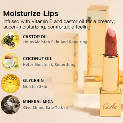 Matte Mauve Pink Lipstick with Glow Metallic Finish - Vegan Lipstick for Women, Creamy Texture, Hydrating Clean Beauty Formula, High-End Magnetic Hook Design, GM04 Mauve Babe