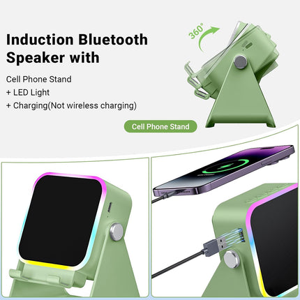 Induction Speaker with Phone Stand 5 in 1 Wireless Bluetooth Audio Green