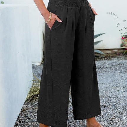 Womens Wide Leg Palazzo Pants with Pockets | Lightweight Breathable High Waisted Pants, Beach Vacation Flowy, Lounge & Casual Summer Trousers