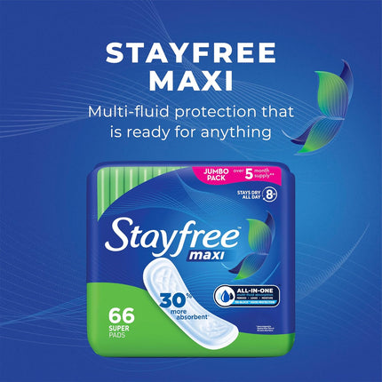 Maxi Super Long Pads for Women, Wingless, Reliable Protection and Absorbency of Feminine Periods, 66Ct