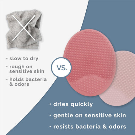 Exfoliating and Massaging Cradle Cap Bath Brushes for Baby, Silicone - 2 Inch X 2.5 Inch, Pink, 2 Pack