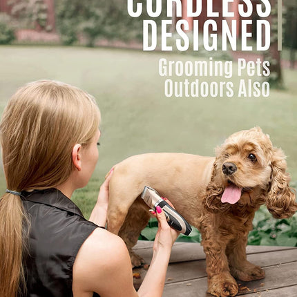 Dog Clippers Low Noise, Dog Grooming Kit with Rechargeable, Pet Shaver Cordless Electric Quiet Hair Clipper Set for Dogs Cats Pets（Gold）