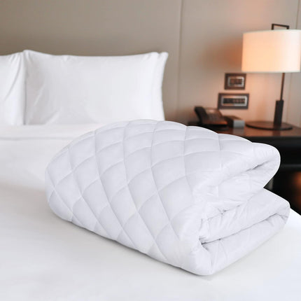 Quilted Fitted Mattress Pad, Queen Mattress Protector Topper with Deep Pocket Stretches up to 16 Inches, Machine Washable Mattress Cover by  (White)