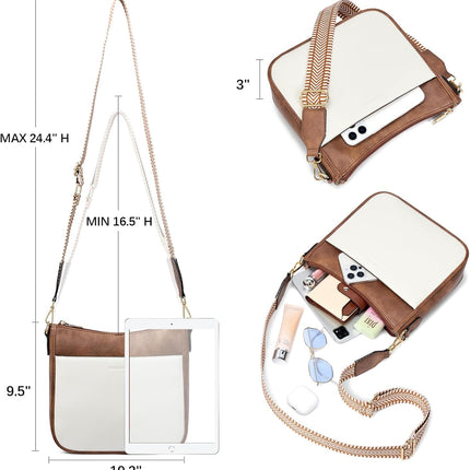 Crossbody Bags for Women Trendy Vegan Leather Hobo Purses Shoulder Handbags Wide Shoulder Strap