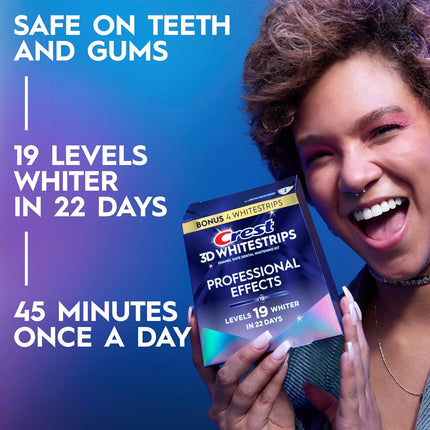 Teeth Whitening Strips,  3D Whitestrips Professional Effects, Enamel Safe Teeth Whitening Kit, 22 Treatments (44 Strips), Professional-Level Whitening, 19 Levels Whiter