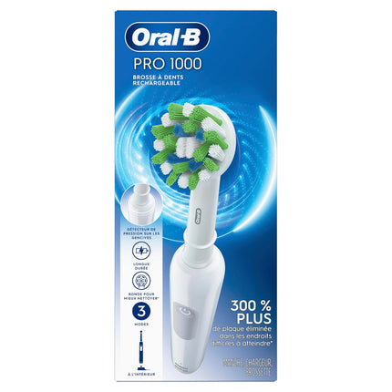 Pro 1000 Rechargeable Electric Toothbrush, White