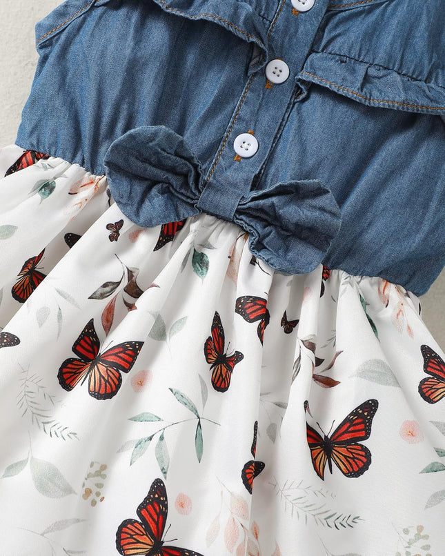 Toddler Baby Girl Outfits Summer Dresses Sleeveless Infant Denim Sundress Jeans Dress for Girl Clothes