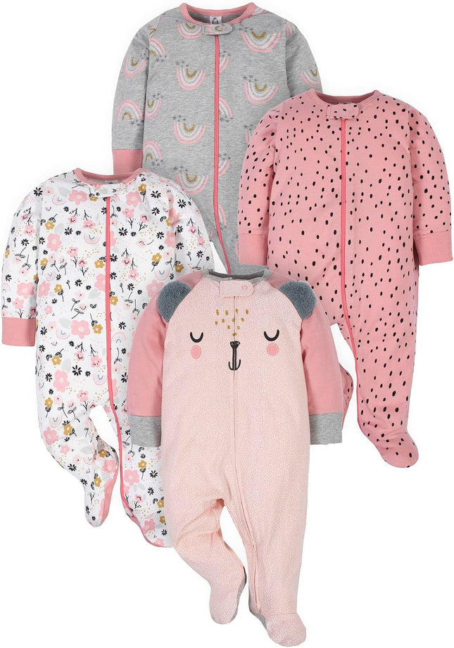 Baby Girls 4-Pack Sleep 'N Play Footie