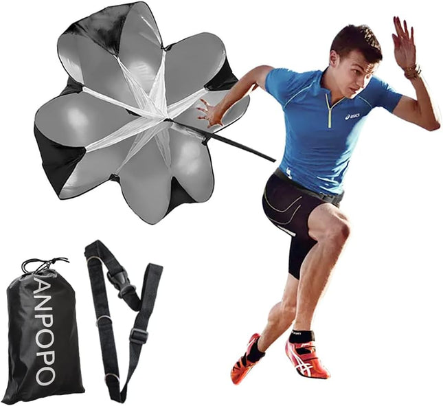 Bfsmile Running Speed Training 56" Parachute with Adjustable Strap, Free Carry Bag. Speed Chute Resistance Running Parachute for Kids Youth and Adults