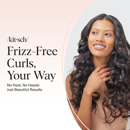 Kitsch Satin Heatless Curlers Set – Heatless Curls Overnight W/ 34" Hair Waver & 2 Satin Hair Scrunchies, Comfortable Hair Curlers to Sleep in for Frizz-Free, No Heat Damage Styling - Sunset Tie Dye