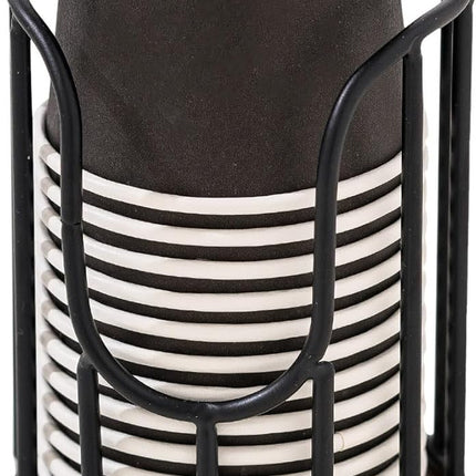 Bathroom Cup Dispenser with Acacia Wood Stand - Essential Bathroom Accessories for Toothbrush Holders & Mouthwash Cup Dispenser on Vanity Countertops Black