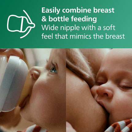 Natural Glass Baby Bottle with Natural Response Nipple (Medium Flow, Flow 3), 8Oz, SCY913/01