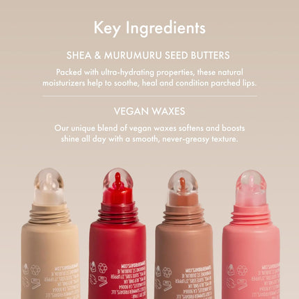 Lip Butter Balm - Moisturizing Lip Gloss for Instant Shine + Sheer Color - with Nourishing Shea Butter - Everyday Makeup + Skin Care Summer Essentials - Vegan - Pink Guava (.5 Oz)