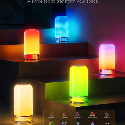 Govee RGBIC Smart Table Lamp 2, Touch Bedside Small Table Lamp (Corded) | LED Desk Lamp Compatible with Smartthings, Matter, Alexa, Nightstand Lamp for Bedroom Living Room Night Light, 64 Scene Modes