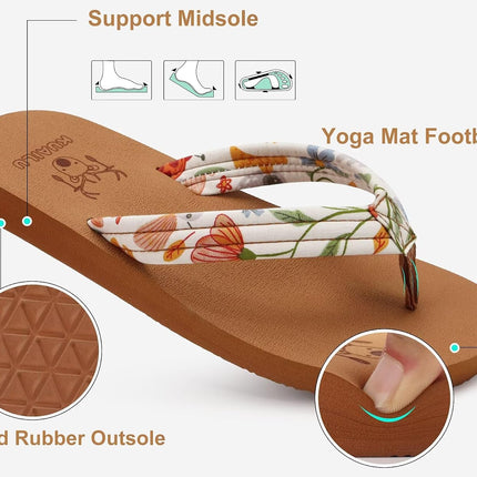 Womens Arch Support Flip Flops Ladies Comfort Lightweight Soft Yoga Mat Cushion Walking Thong Sandals