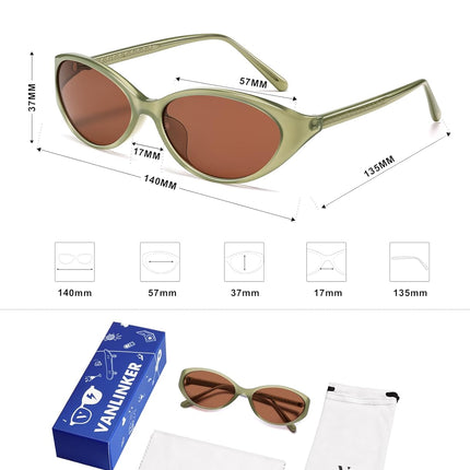 Retro Oval Sunglasses for Women Men 2026 Y2K Wrap around 90S Shades VL9956