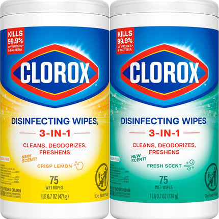 Disinfecting Cleaning Wipes Variety Pack, 75 Count Each, Pack of 2 (Package May Vary)