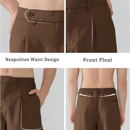 Mens Casual Dress Pants Pleated Old Money Wide Leg Baggy Pants Fall Relaxed Fit Slacks Work Trousers