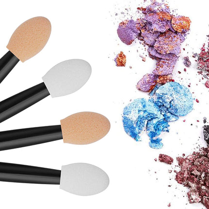 120PCS Disposable Dual Sides Eye Shadow Sponge Applicators with Container, 2.44' Length Eyeshadow Brushes Makeup Applicator Black