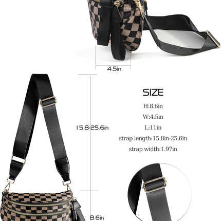 Spacious Checkered Nylon Crossbody Bag Bum Bag Handbags Wallets for Women
