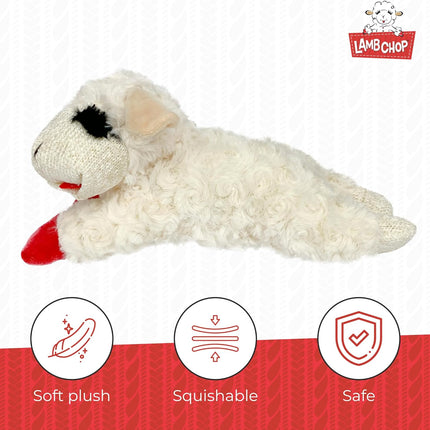 Lamb Chop Dog Plush Toy - Squeaky Toy for Small & Medium Dogs - Extra Soft Plush - Stuffed Animal for Cuddling & Playing (10", Cream, 5 Squeakers)