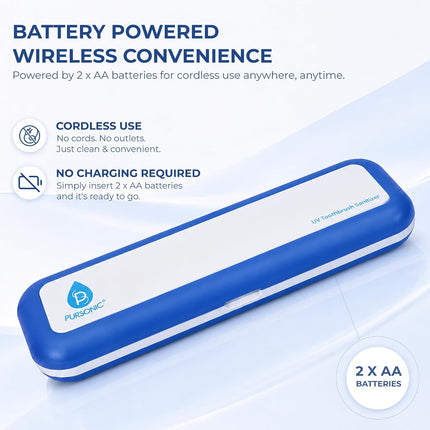 Portable UV Toothbrush Sanitizer Case - Travel Toothbrush Sanitizer and Holder - for Electric and Manual Brush Heads with UV Light & Auto Shut off Timer