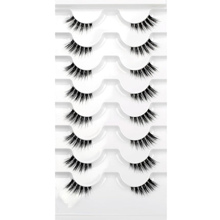 Fake Eyelashes Strips Half Lashes for Nude Makeup with Spikes Natural Small Accent Lashes 3/4 Band Short Wispy Volume Corner Eyelash 8 Pairs Pack
