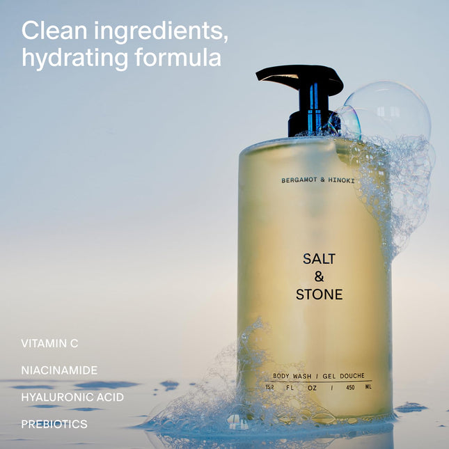 Body Wash with Antioxidants for Deep Moisture | for Women & Men, Sulfate, Paraben, & Dye Free, Leaving Skin Soft and Hydrated | Bergamot & Hinoki 15.2 Fl Oz