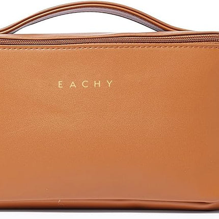 Travel Makeup Bag, Large Capacity Cosmetic Bag for Women, Waterproof PU Leather, Flat Open Portable Toiletry Bag for Skincare, Brushes & Travel Essentials