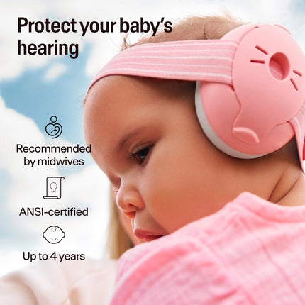 Alpine Muffy Baby Ear Protection for Babies and Toddlers up to 36 Months - CE & ANSI Certified - Noise Reduction Earmuffs - Comfortable Baby Headphones against Hearing Damage & Improves Sleep - Blush